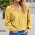 thumbnail image 3 of Longs Chandails pour Femmes Mode pour Femmes Col Rond à Boutons Manches Longues Hauts Unis Chandail à Enfiler Chandail Tendance et Confortable Vêtements d'Hiver Chandails d'Hiver pour Femmes, 3 of 8