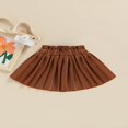 thumbnail image 2 of Girl Mini Skirt Solid Color Faux Leather Pleated Skirt, 2 of 5