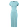 thumbnail image 5 of Robe T-Shirt Maxi à Manches Courtes d'Été 2024 pour Femme - Col Rond Décontracté, Matière Polyester, Tailles P-L, Parfaite pour la Plage/les Vacances, 5 of 5