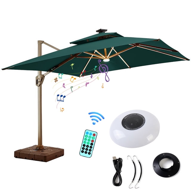 SuoKom Outdoor Umbrella Light with Remote Control Wireless Radio Audio, Usb Powered Patio Umbrella Light Led Umbrella Patio Light for Beach Tent Camping Lightning
