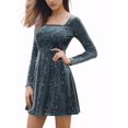 thumbnail image 1 of INSPIRE CHIC Robe Courte Vintage de Bal pour Femme en Velours à Encolure Carrée avec Étoiles, 1 of 6