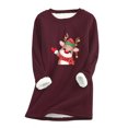 thumbnail image 1 of Hauts à Col Haut pour Femmes Automne et Hiver Mode Décontractée Tempérament Peluche Chaude sous-Couche Imprimé de Noël Pull Manches Longues Col Rond Long Pulls de Noël pour Femmes, 1 of 7