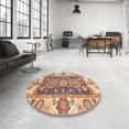 thumbnail image 3 of Ahgly Company Indoor Round Abstract Yellow Oriental Area Rugs, 4' Round, 3 of 6