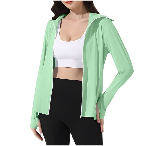 Wiyuqeen Women's UPF 50+ UV Sun Protection Jacket Hooded Long Sleeve Solid Sun Shirt Lightweight Hiking Fishing Summer Clothing