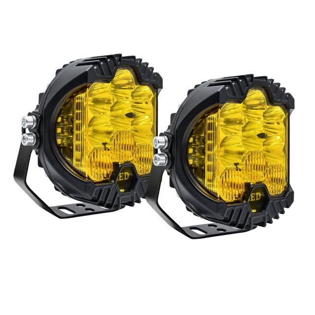 Amdohai 2Pcs 5inch LED Work Light Pods Spot Flood Combo Beam Fog Lamp Offroad Driving Light