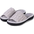 thumbnail image 1 of Roxoni Womens Soft Open Toe Slide Slippers, Indoor Outdoor Rubber Sole Beige, 1 of 5