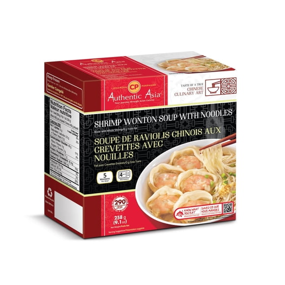 Authentic Asia soupe de raviolis chinois aux crevettes avec nouilles 258g