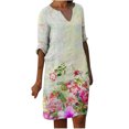 thumbnail image 2 of Plus Size Dress Robes pour les Femmes Mode Impression Florale Décontractée Large Size V-Cou Mi-Long sur Clearance, 2 of 6