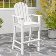 thumbnail image 4 of Costway Outdoor HDPE Bar Height Stool Patio Tall Chair Armrest Footrest All Weather White, 4 of 8