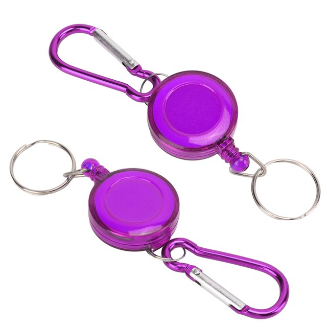 Porte-clés Antivol Télescopique, Porte-Clés Rétractable Boucle Légère Multifonction 3 Pcs Durable Compact Solide pour Extérieur Bleu, Vert, Violet