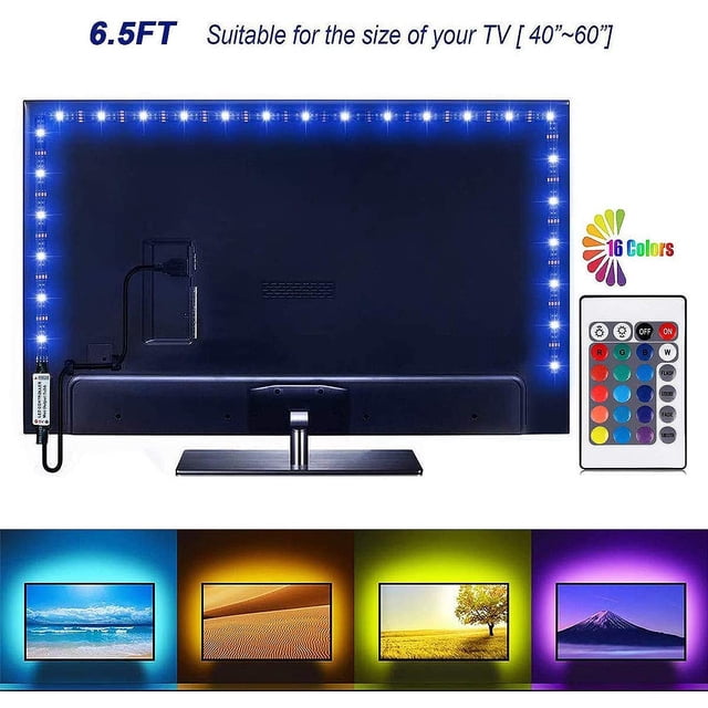 LED Strip Lights for TV, TV Backlights with Remote Control, USB Powered Dimmable Mood Lights,Computer, Mirror, Gaming Monitor and More