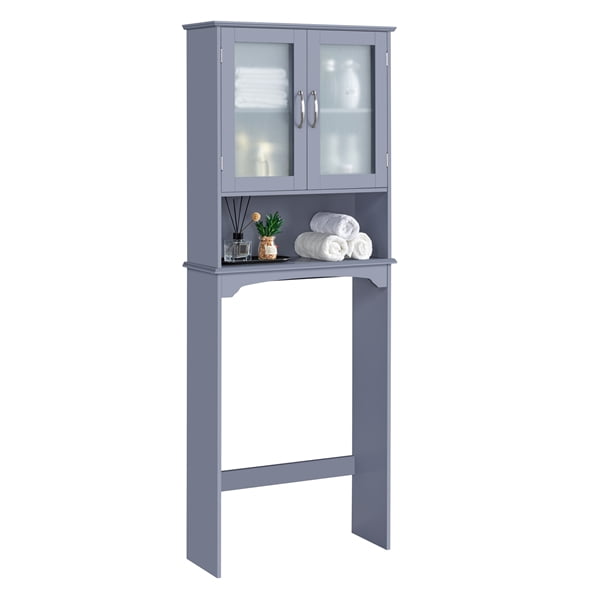 FullFurnique Armoire de rangement de toilette avec 1 étagère ouverte, gris