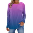 thumbnail image 1 of SROBPTY Longues Chandails à Manches pour Femmes, T-Shirt à Manches Longues à Col Rond avec Imprimé Automnal pour Femmes, Violet, TG, 1 of 5