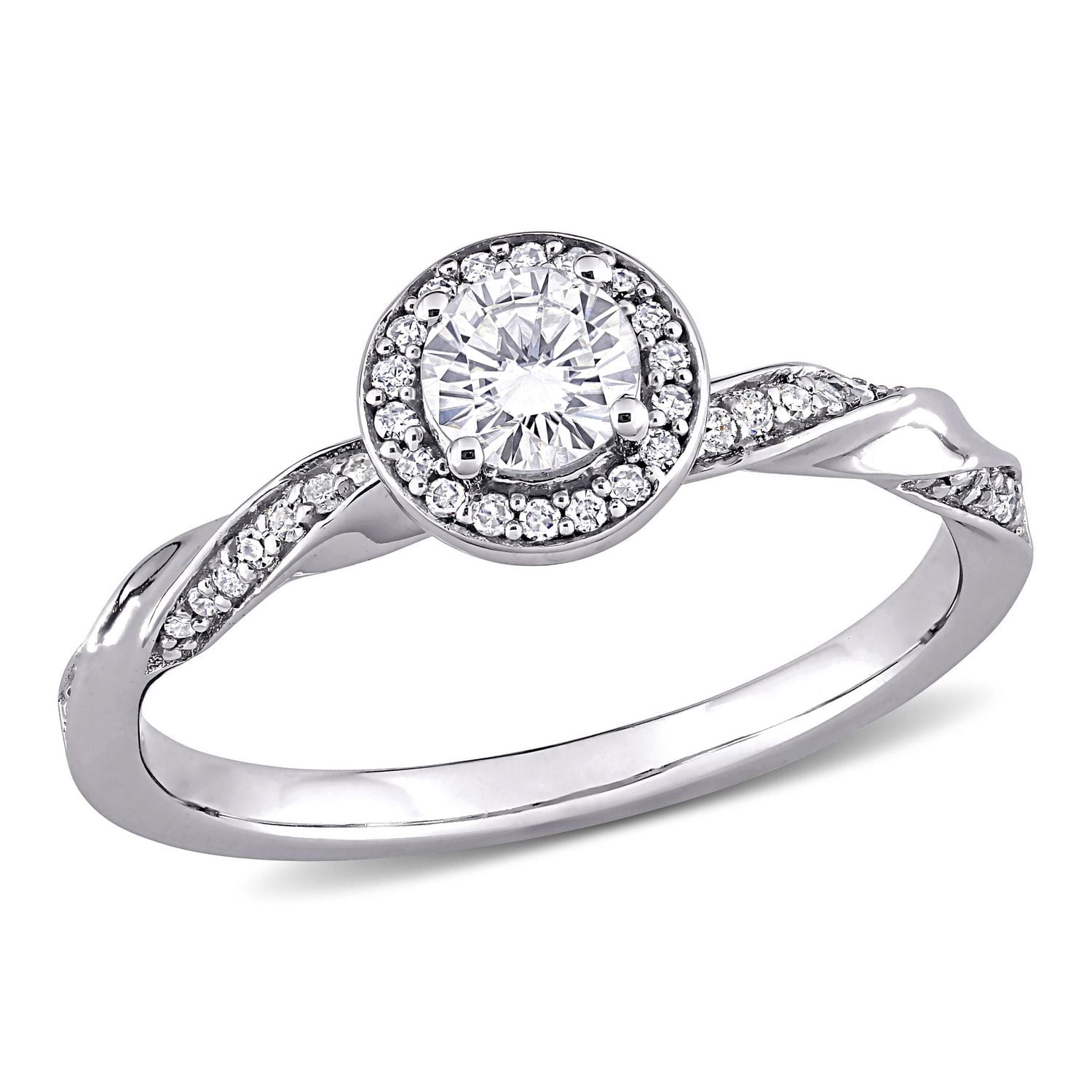 Miabella Bague de fiançailles torsadée en or blanc 10K avec diamant 1/2 carat P.T.