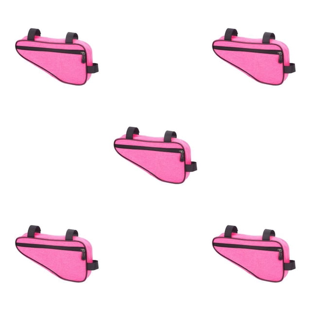 fastboy Mountain Bicycles Front Tube Frame Storage Bag Road Bikes Anti-scratched Triangular Pouch Keys Cellphone Saddle Holder Pink 5Set