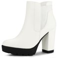 thumbnail image 1 of Unique Bargains Bottes Chelsea à Plateforme à Talons Hauts Épais à Fermeture Éclair pour Femmes, 1 of 6