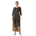 thumbnail image 1 of Biba Rangriti Indian Ethnic Straight Kurta (Festive Essentials 20822), Black, Size 38, 1 of 5