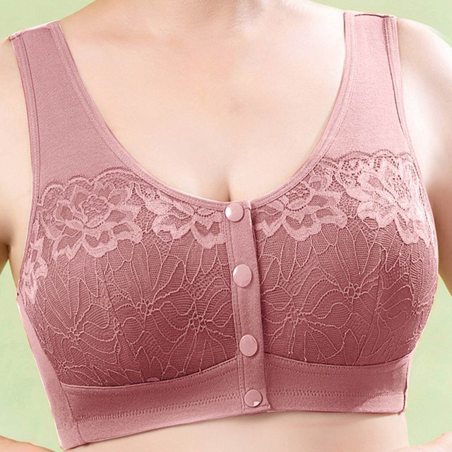 Bras for Women, Womans Solid Color Lace Front Buckle Elastic Style Large Size Bra Without Steel Rim