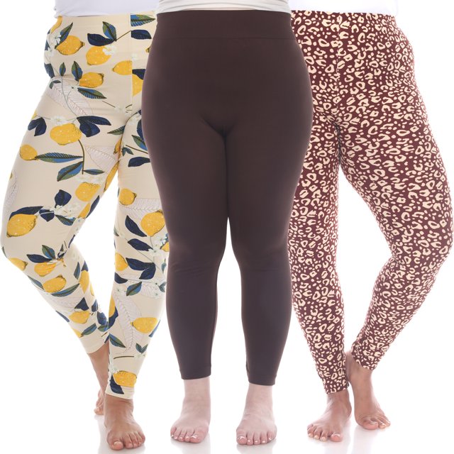White Mark Leggings Imprimés Extensibles Doux pour Femmes Lot de 3