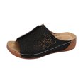 thumbnail image 2 of Gspmoly Sandales à Enfiler pour Femmes, Mode Décontractée d'Été Nouvelle Plage Bout Rond Couleur Unie Sandales Compensées Ajourées Pantoufles pour Femmes Noir 37, 2 of 8