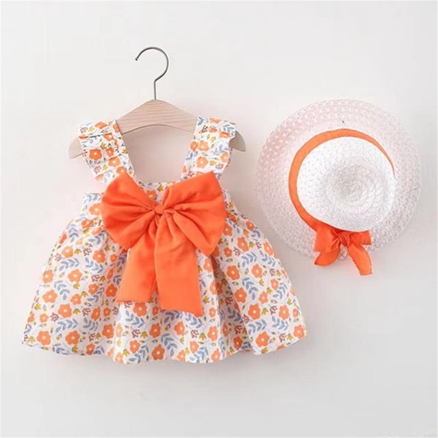 Robe Bébé Fille Robe Décontractée Filles Robe d'Anniversaire Tout-Petit Filles Robe de Fête Vêtements d'Été pour Filles 6-12 Mois