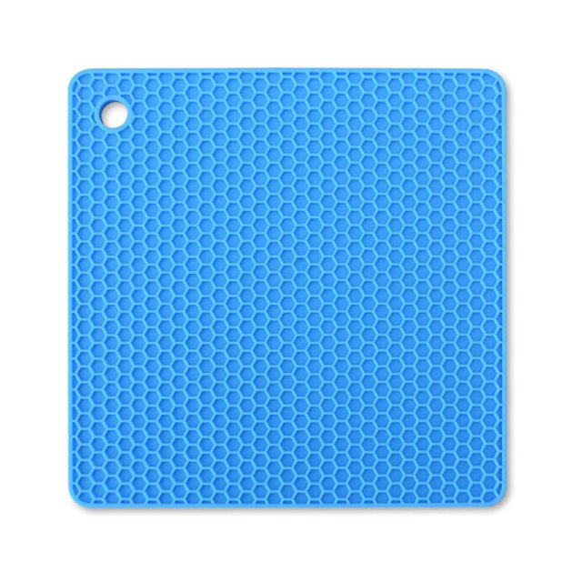 ziyahi Heats Insulation Table Mat Dish Plate Pot Pad Square Coaster Nonslip Placemat Desk Countertop Protector Kitchen Draining Blue