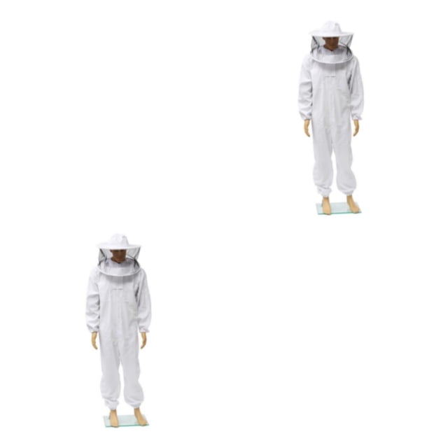 Ruiboury Durable And Essential Gear Beekeeping Suit Lightweight And Universal Easy To Ventilated Jacket For Beekeeper white L 2Set