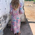 thumbnail image 4 of Ovzne Robes pour Femmes Robe de Plage Robe d'Été Aguichant Mode Imprimée avec Poche Manches 3/4 Col en V Robe de Vacances Imprimée Liquidation, 4 of 4