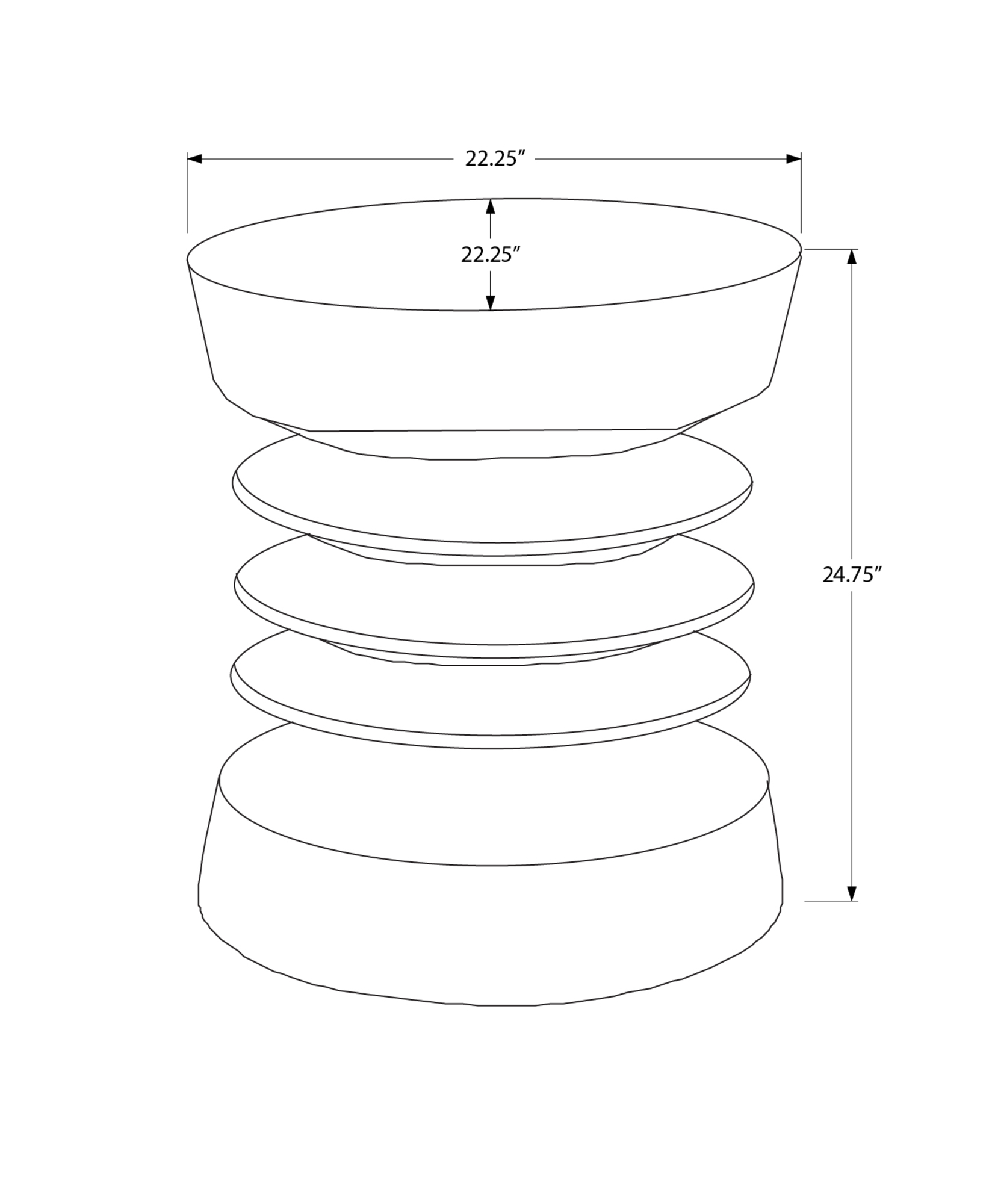 Monarch Specialties - Table D'Appoint, 25"H, Intérieur Ou Extérieur, Table D'Appoint, Bout, Chambre À Coucher, Salon, Table De Nuit, Rond, Noir, Contemporain, Moderne