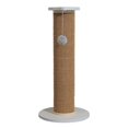 thumbnail image 2 of Cats Scratch Post with Interactive Ball Toy Vertical Scratcher Cat Climbing Pole White Brown 63x30cm, 2 of 9