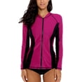 thumbnail image 3 of Charmo Women's Long Sleeve Rashguard Swimsuit Zip Front Sun Protection Swim Shirt UPF 50+, 3 of 6