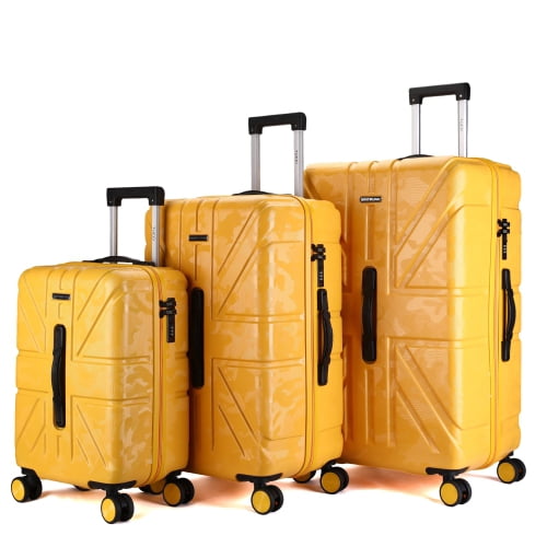 BRITISH CAMO 3PC Hardside Luggage Set | 10-Year Warranty | Tactical Micro-Diamond Texture | Expandable