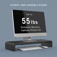 thumbnail image 4 of Adjustable Foldable Monitor Stand with Drawers & Phone Holder - Ergonomic Desk Riser for Laptop, iMac, PC - Space-Saving Desktop Organizer Shelf - Black, 4 of 6
