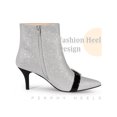 thumbnail image 3 of Unique Bargains Rhinestones Pointed Toe Stiletto Heel Glitter Ankle Boots for Women Silver (Size 9), 3 of 4