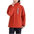 thumbnail image 1 of Imperméable Léger pour Femmes Grande Taille, Nouveau Manteau de Pluie pour Femmes avec Capuche, Fermeture Éclair, Imperméable, Chandails à Capuchon Pliables, Voyage, Actif, Randonnée, Imperméables avec Poches, Rouge 3TG, 1 of 7