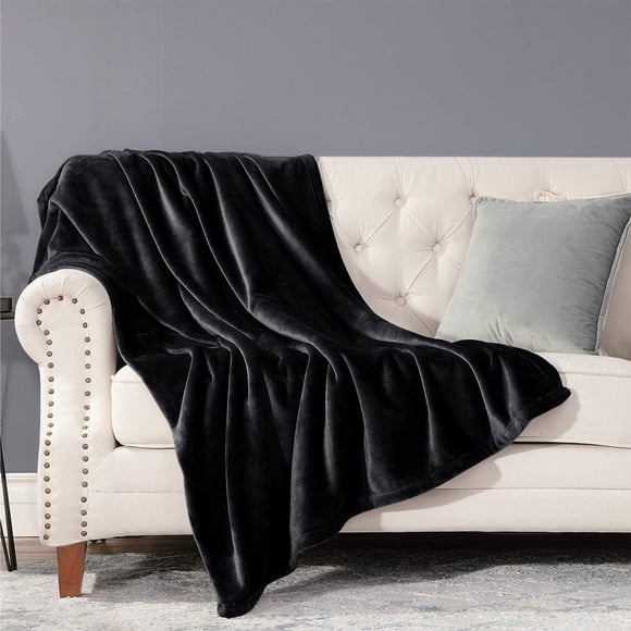 Fleece Blanket Black Throw Blankets for Couch & Bed, Luxury Plush Cozy Fuzzy Blanket, Super Soft Warm Lightweight Throw Blanket for Travel Camping, 1 Pcs, Small Size, 27.56x19.69"(Black)