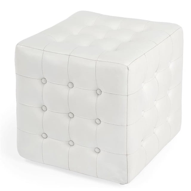 Butler Leon Ottomane en Cuir Blanc
