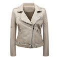 thumbnail image 1 of CEHVOM Veste de Moto Ajustée à Revers en Cuir pour Femme Veste en Cuir Liquidation, 1 of 2