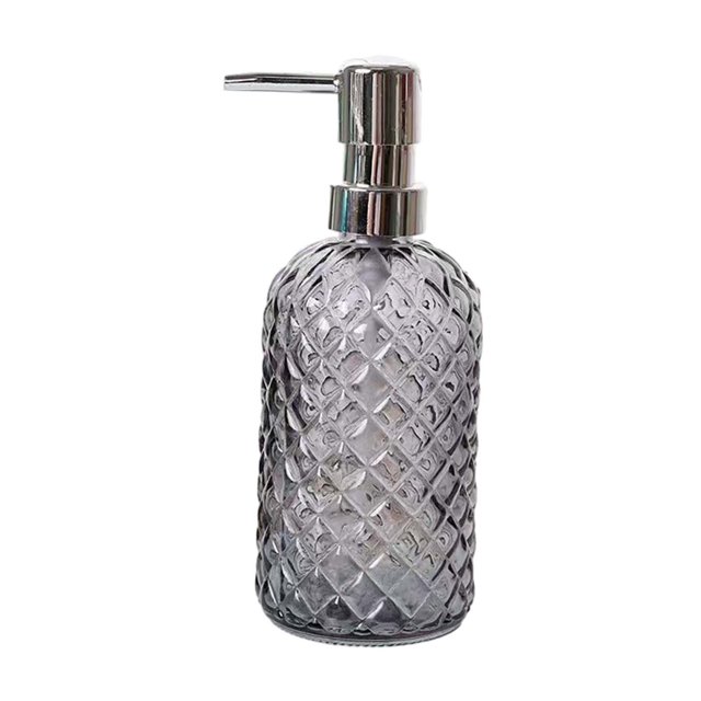 Glass Soap Dispenser Stylish Leakproof Refillable for Kitchen Home and Hotel Gray