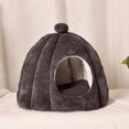 thumbnail image 2 of Lit pour Animal Semi-Fermé 15x13 Po Détachable Lavable Tapis de Chenil en Flanelle pour Chats Petits Animaux Base de Soutien Douce Gris, 2 of 6