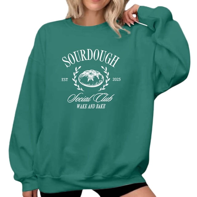 Chandail de Sport à Col Rond Imprimé pour Femme à Manches Longues, Chandail Molletonné Décontracté, Doux et Confortable, Haut Mode pour Tous les Jours