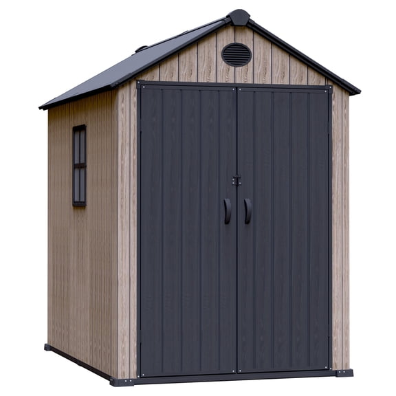 SpaceMaker 5 x 7 x 7 ft Brown Ash Resin Outdoor Storage Shed