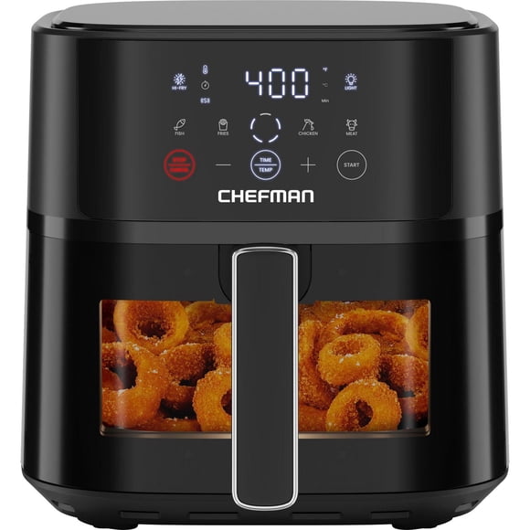 Chefman TurboFry Touch 5.5L (6-Qt) Easy-View Air Fryer w/ 4 Cooking Presets and 235°C (450°F) Hi-Fry Button - Black