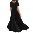 thumbnail image 3 of Robe à Manches Longues Femme Mode Estivale pour Femmes Robe Longue Ample Manches Courtes Col Rond Asymétrique à Étages Robe Longue de Plage Robe d'Été pour Femmes Robe d'Été Aguichant à Manches Longues, 3 of 5