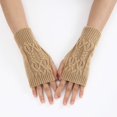 thumbnail image 5 of Ladies Warm Knit Fingerless Gloves Convertible Mittens Fashion Flowers, 5 of 5