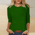 thumbnail image 1 of DPTALR T-shirt Ample Uni pour Femme, Blouse Mi-Longue à Manches 3/4, Col Rond, Hauts Décontractés, 1 of 5