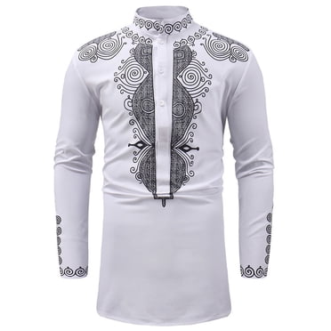 Babysbule Shirts for Men Deals Men's Autumn Winter Luxury African Print Long Sleeve Dashiki Shirt Top Blouse