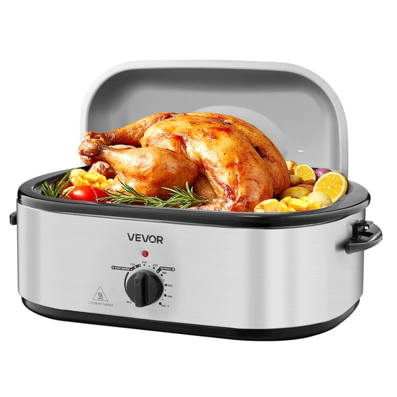 VEVOR Rôtissoire Électrique 22 Qt avec Couvercle Auto-Arroseur, Rôtissoire Électrique 1450 W avec Fonction Décongélation et Maintien au Chaud