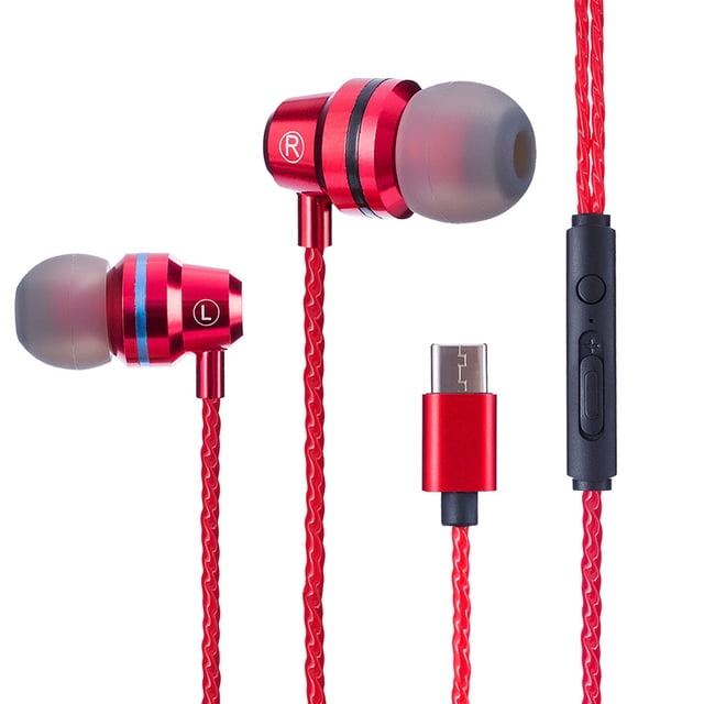 Type-C Port In-ear Super Bass Line Control Earphone Phone headphone In-ear headset Headphone Microphone Wired Headset