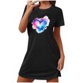 thumbnail image 2 of Chemises de Nuit pour Femmes, Chemise de Nuit Courte Surdimensionnée pour Femmes Mode à Imprimé sur la Poitrine à Manches Courtes, 2 of 7